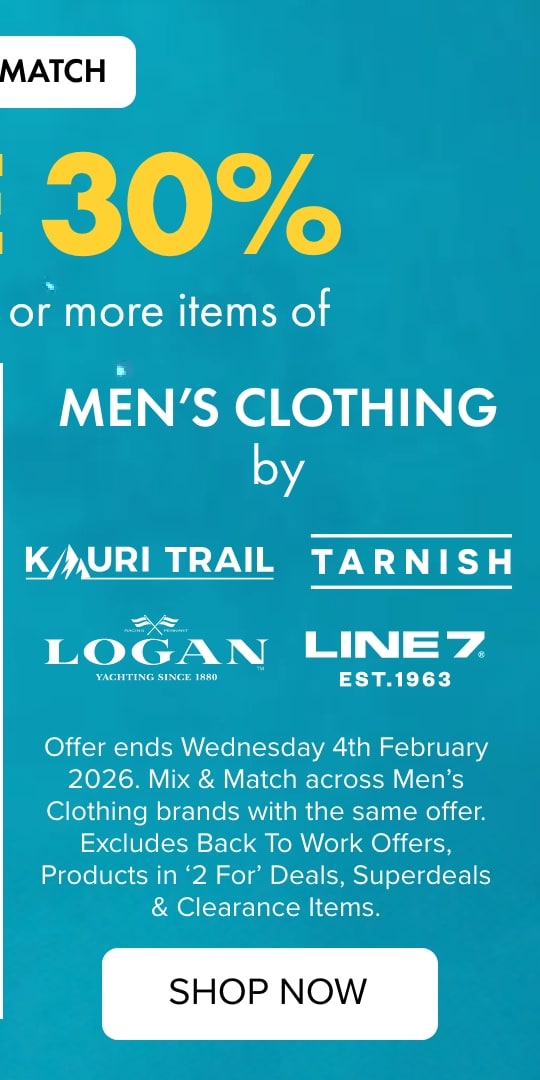 Mix & Match Save 30% when you buy 2 or more items of Underwear, Socks 7 Sleepwear by Jockey, Bonds, Mazoni, Chisel , Gym Equipment 