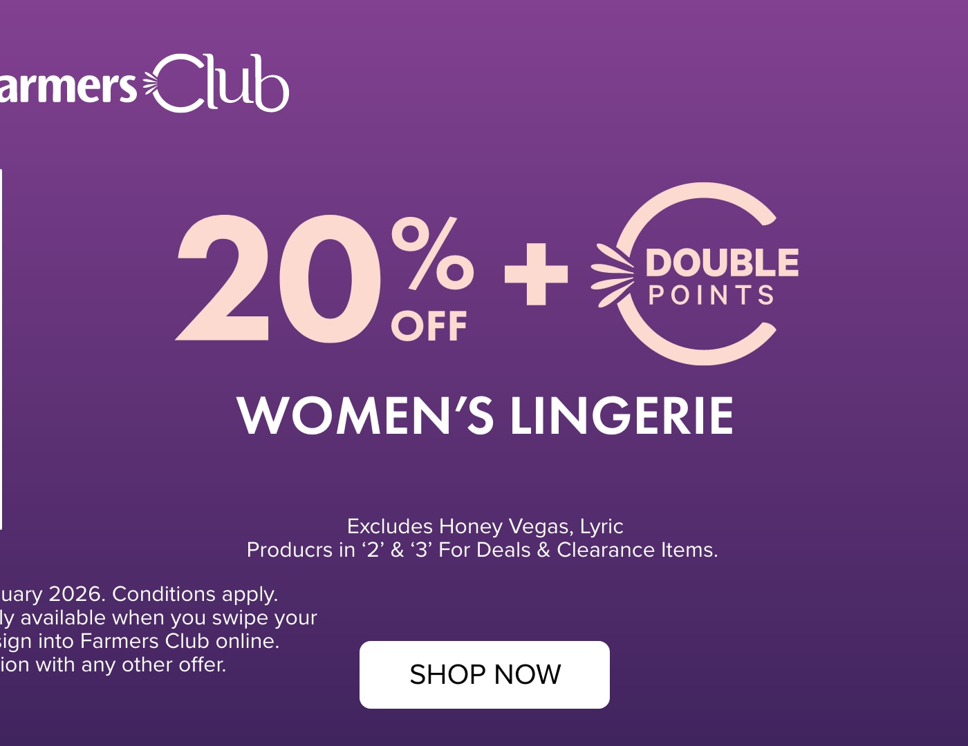 20% OFF Women’s Lingerie