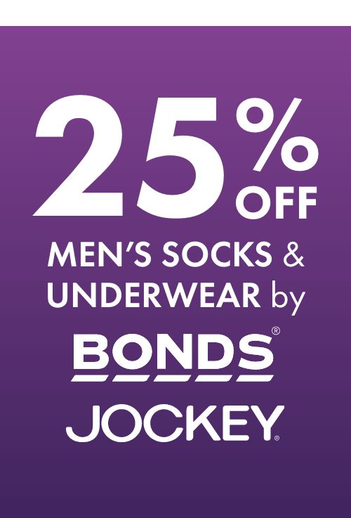 25% OFF Men's Socks & Underwear by Jockey & Bonds