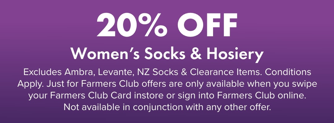 20% OFF Women’s Socks & Hosiery