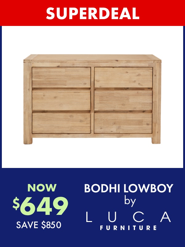 NOW $649 Bodhi Lowboy by Luca Furniture