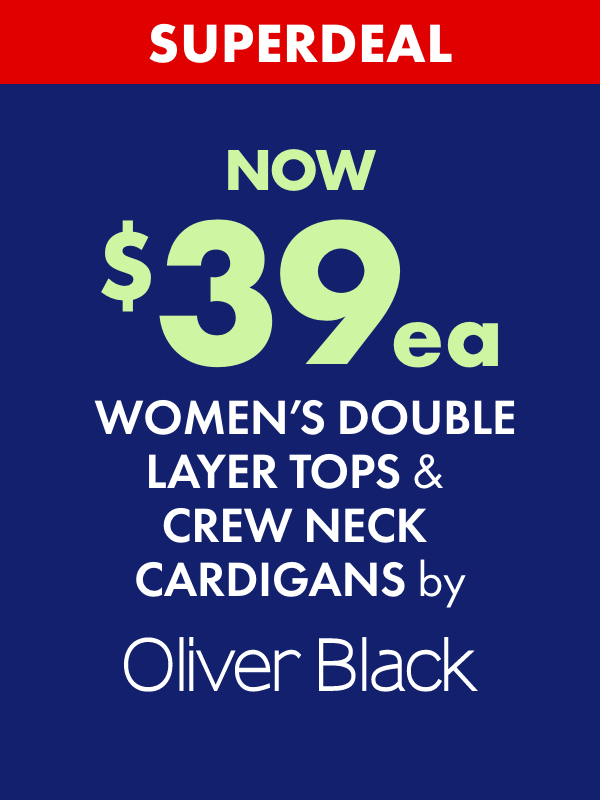 SUPERDEAL NOW $39ea Women's Double Layer Tops & Crew Neck Cardis by Oliver Black