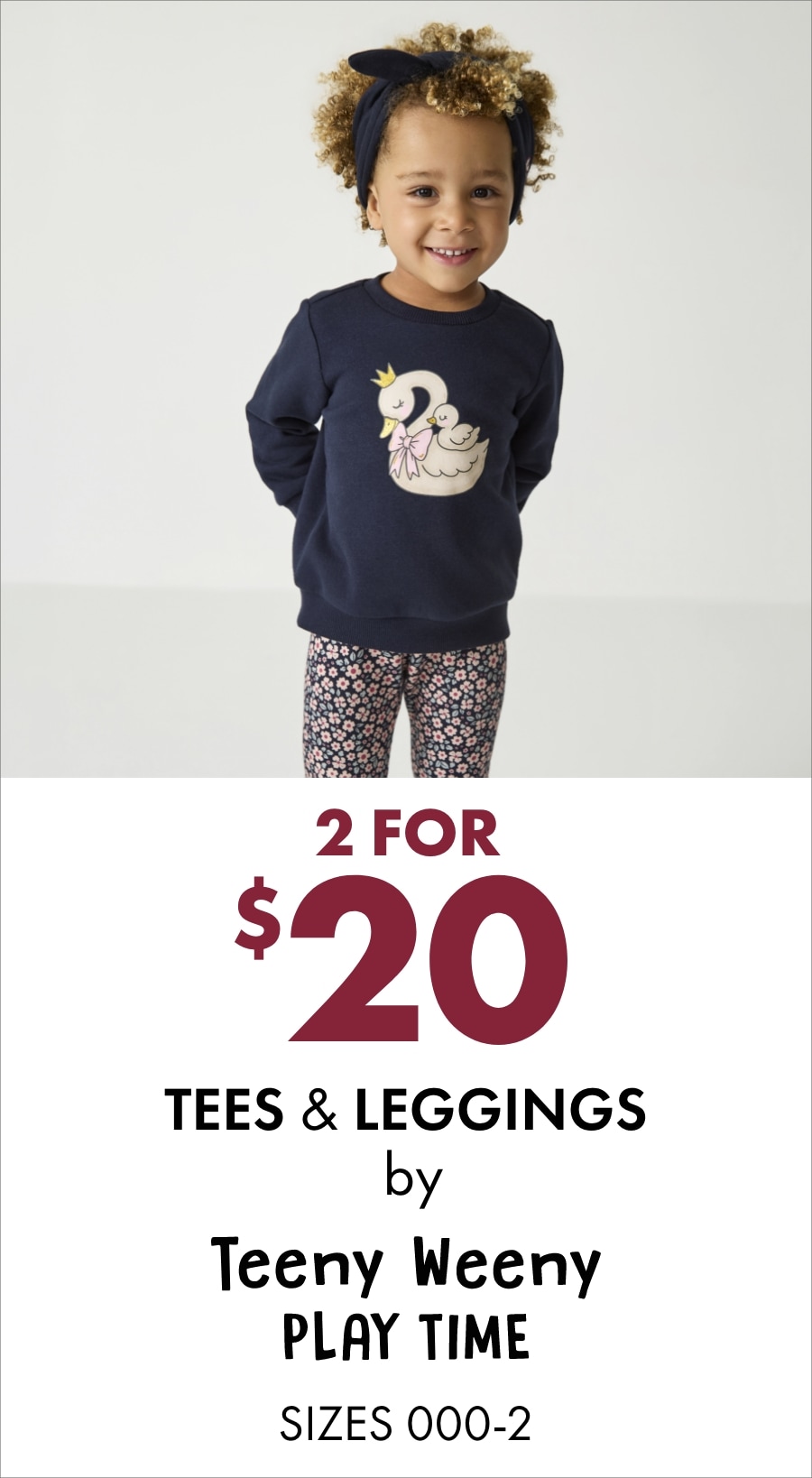 2 for $20 tees & leggings by Teeny Weeny Play Time (sizes 3–8)