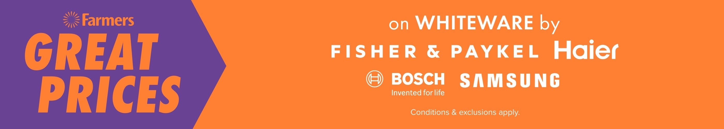 GREAT PRICES on Whiteware by Fisher & Paykel, Haier, Bosch & Samsung