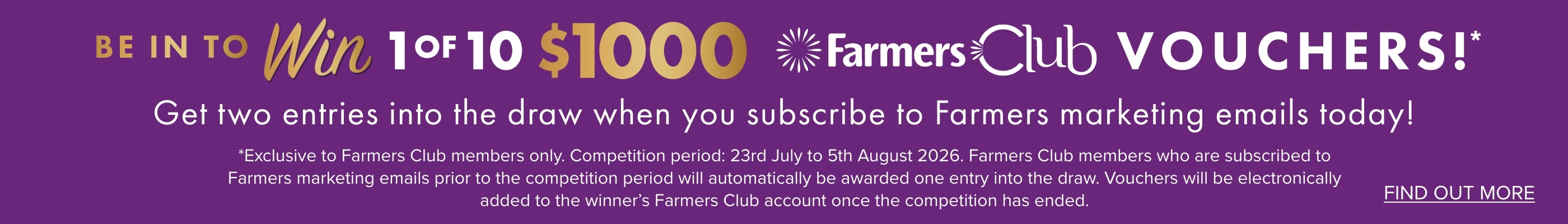 Be In To Win 1 in 10 $1000