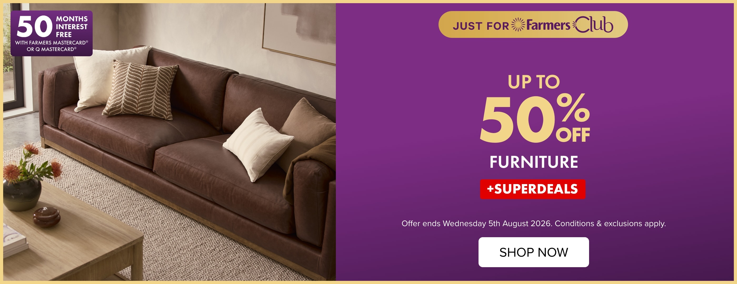 50MIFC Banner Up to 50% off Furniture Plus Superdeals