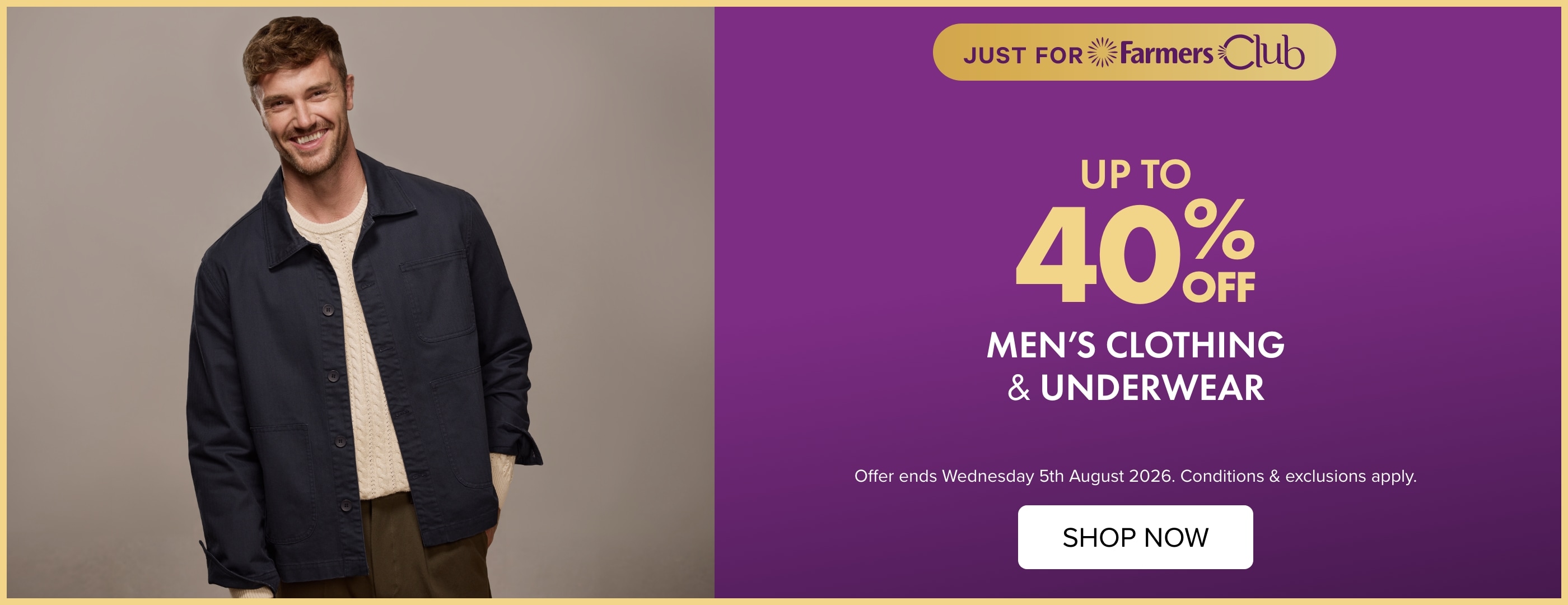 Up To 40% OFF Men's Clothing & Accessories