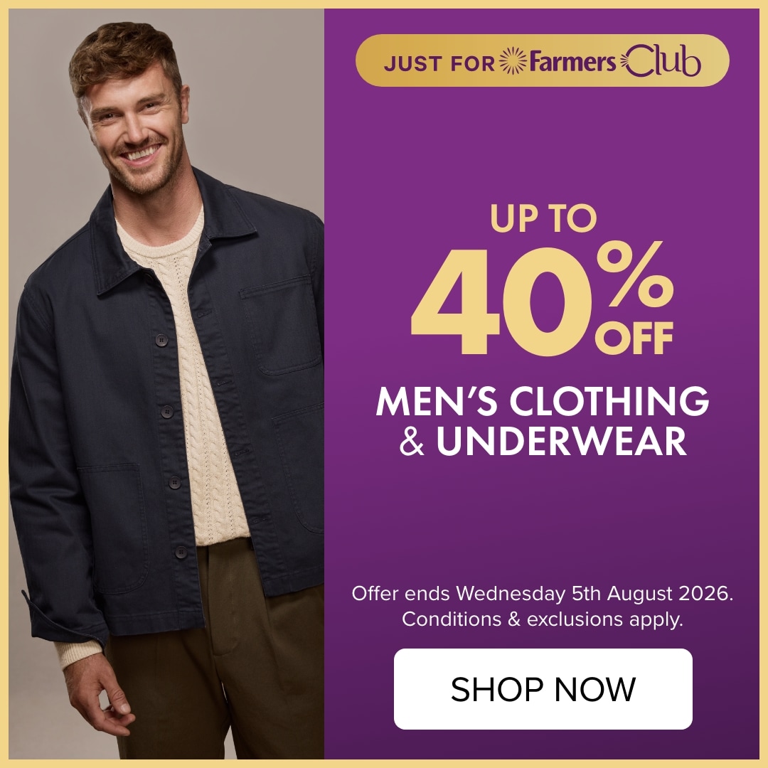 Up to 40% off Men's Clothing & Underwear