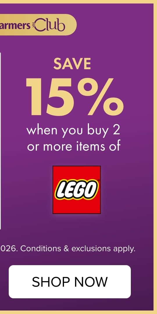 Save 15% when you buy 2 or more items of Lego