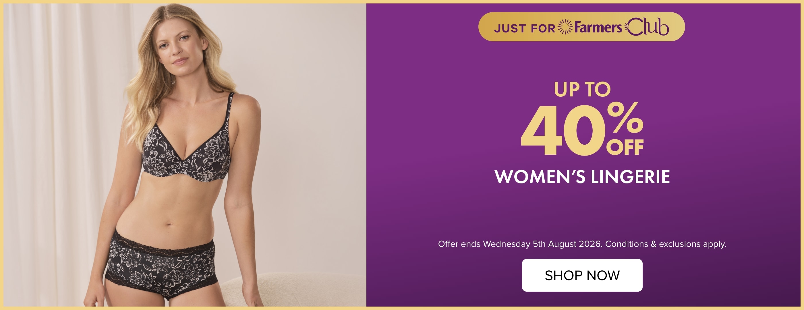 Up to 40% off Women's Lingerie
