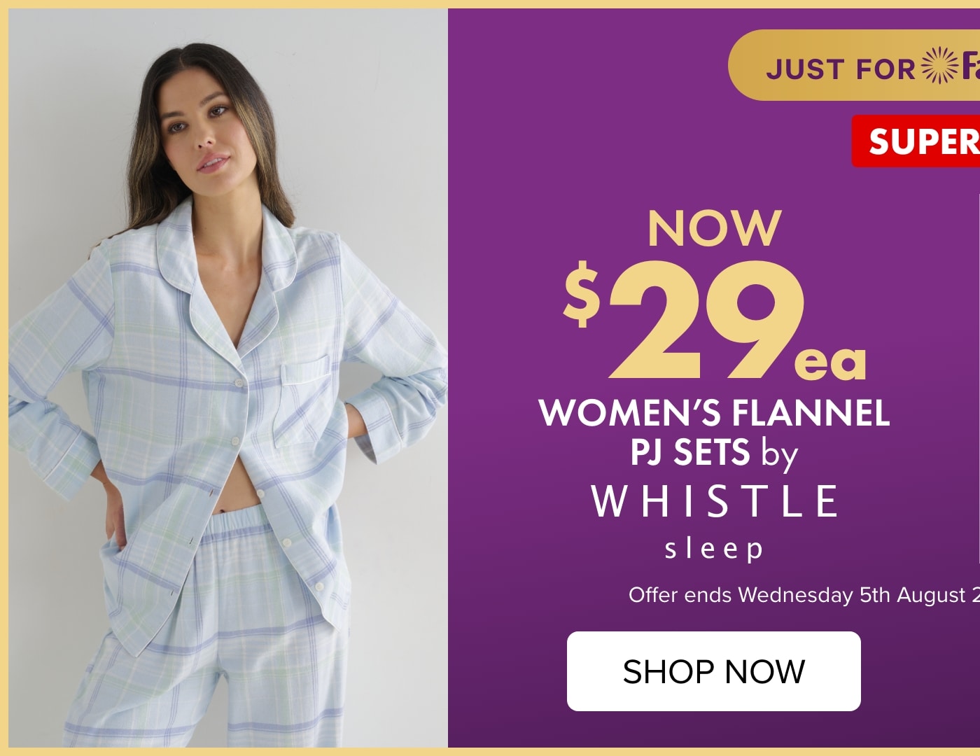SUPERDEAL NOW $29ea WOmen's Flannel PJ Sets by Whistle Sleep