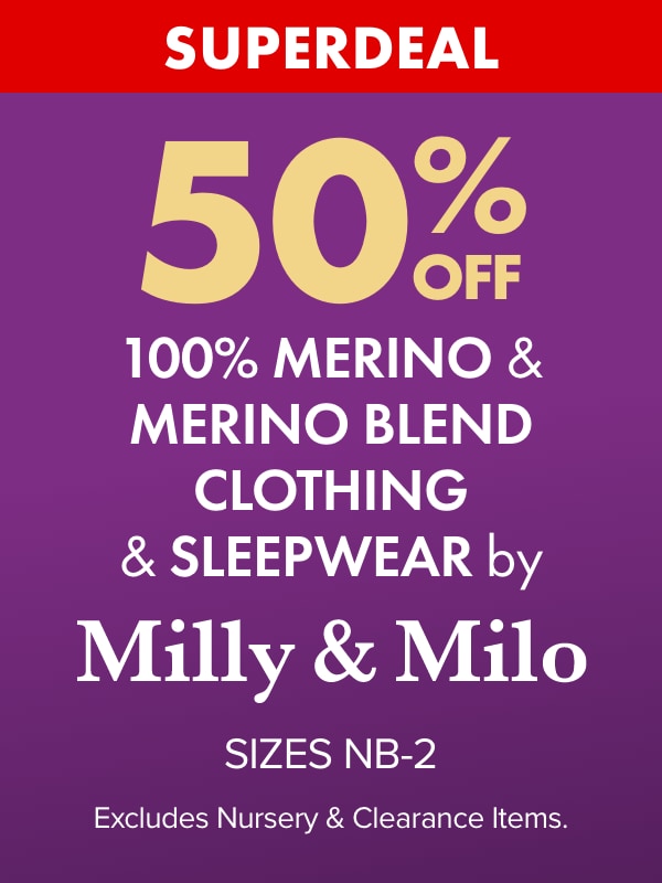 SUPERDEAL 50% OFF 100% Merino & Merino Blend Clothing & Sleepwear by Milly & Milo