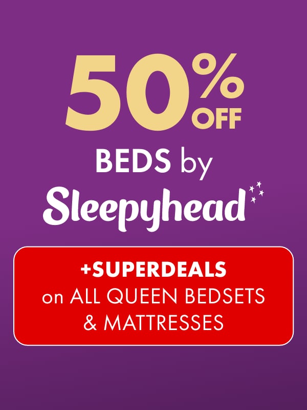 50% OFF Beds by Sleepyhead +SUPERDEALS on ALL Queen Bedsets & Mattresses