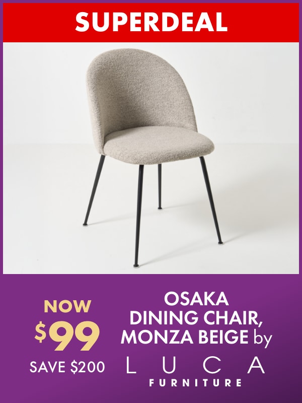 SUPERDEAL NOW $99 SAVE $200 Osaka Dining Chair, Monza Beige by LUCA Furniture