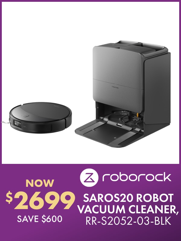 NOW $2699 SAVE $600 Roborock Saros20 Robot Vacuum Cleaner, RR-S2052-03-BLK