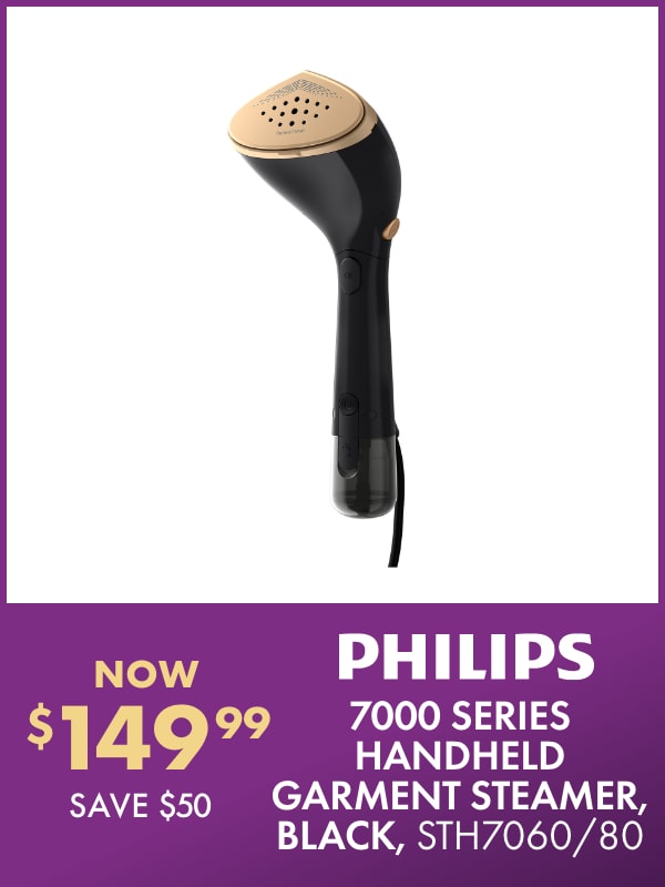 NOW $149.99 SAVE $50 Philips 7000 Series Handheld Garment Steamer, Black, STH7060/80