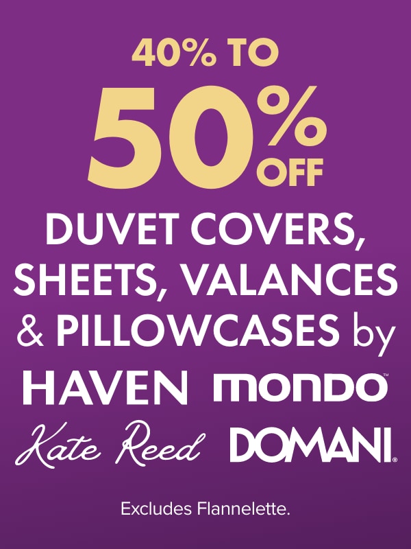40-50% OFF Duvet Covers, Sheets, Valances & Pillowcases by Haven, Mondo, Kate Reed & Domani