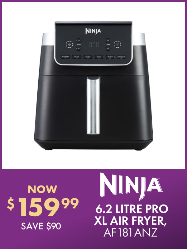 NOW $159.99 SAVE $90 Ninja 6.2 Litre Pro XL Air Fryer, AF181ANZ