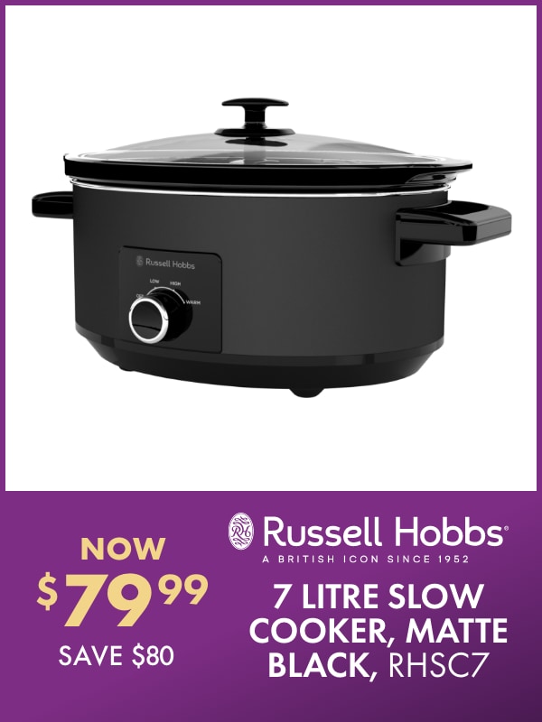 NOW $79.99 SAVE $80 Russell Hobbs 7 Litre Slow Cooker, Matte Black, RHSC7