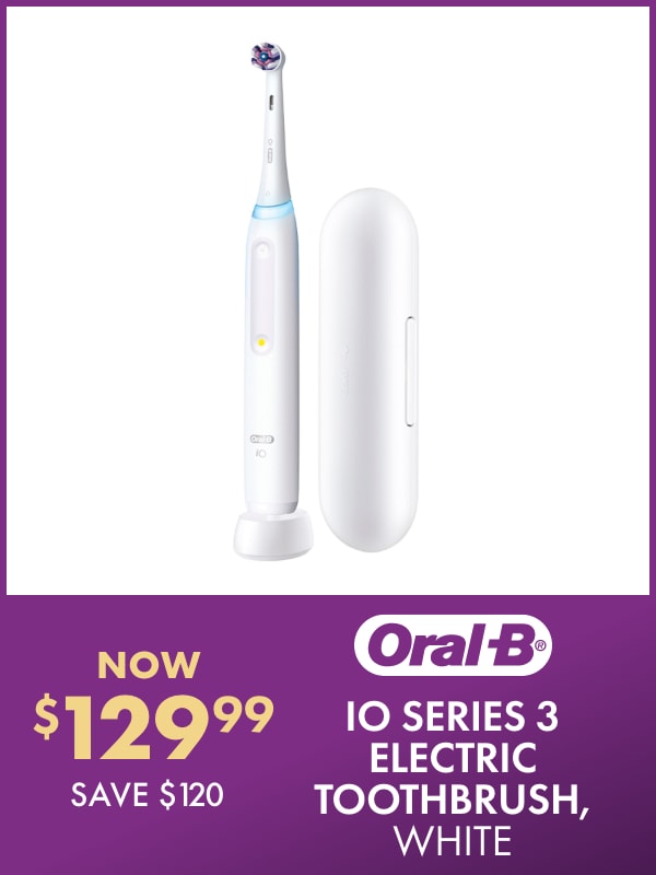 NOW $129.99 SAVE $120 Oral B IO Series 3 Electric Toothbrush, White