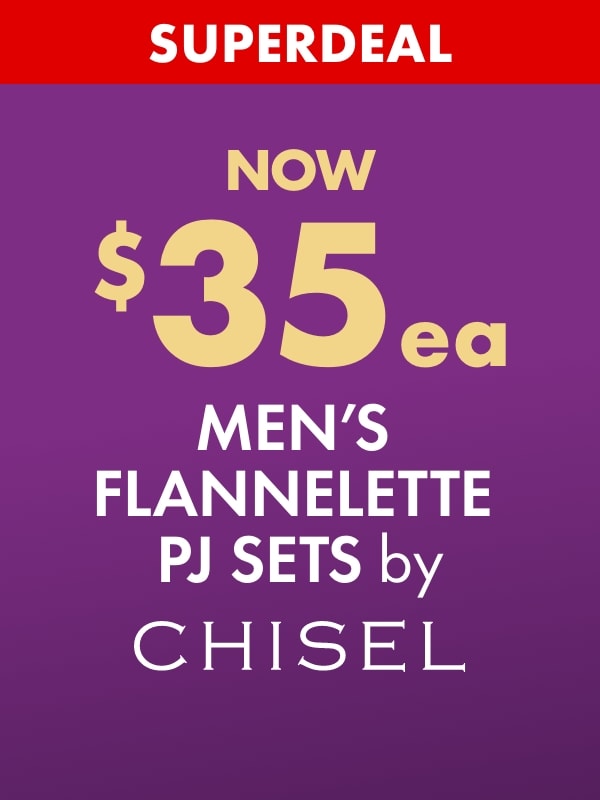 SUPERDEAL NOW $35ea Men's Flannelette PJ Sets by Chisel
