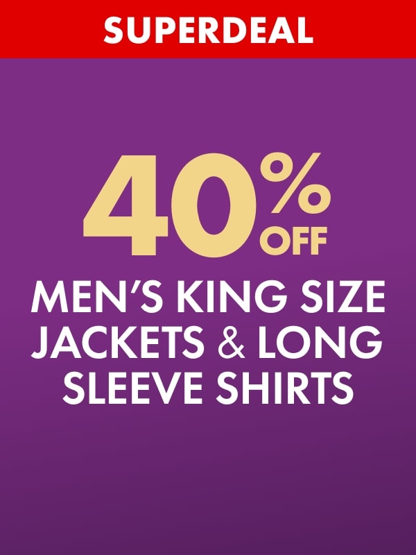 SUPERDEAL 40% OFF Men's King Size Jackets & Long Sleeve Shirts