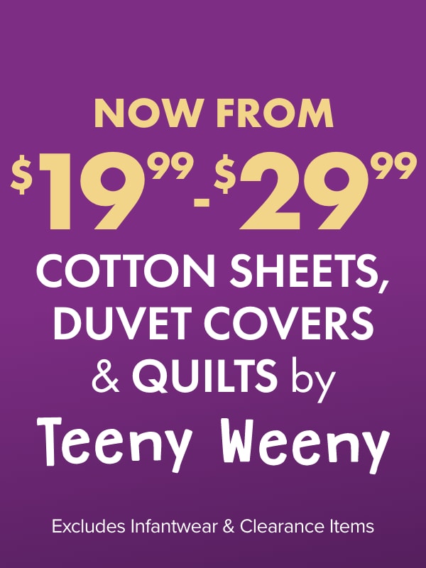 NOW $19.99-$29.99ea Cotton Sheets, Duvet Covers & Quilts by Teeny Weeny