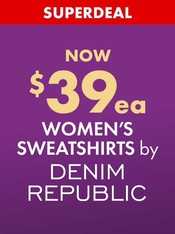 SUPERDEAL NOW $39ea Women's Sweatshirts by Denim Republic