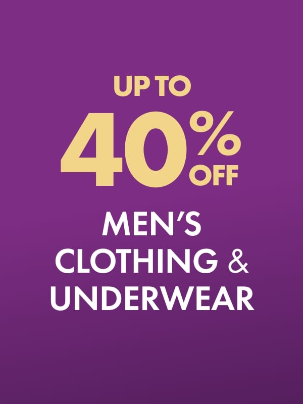 Up To 40% OFF Men's Clothing & Underwear