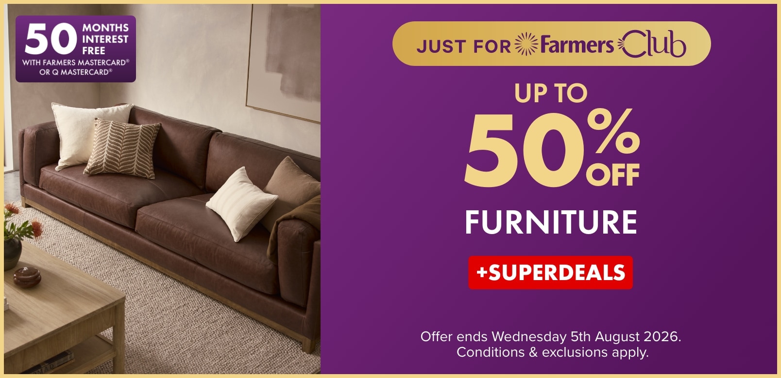 50MIFC Banner Up to 50% off Furniture Plus Superdeals 