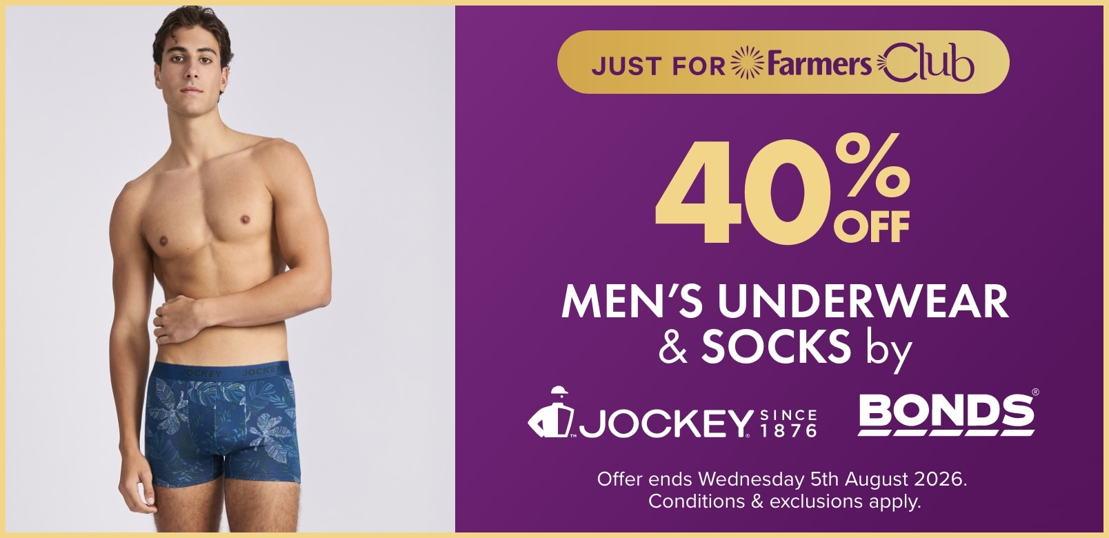 40% OFF Men's Underwear & Socks by Jockey Bonds