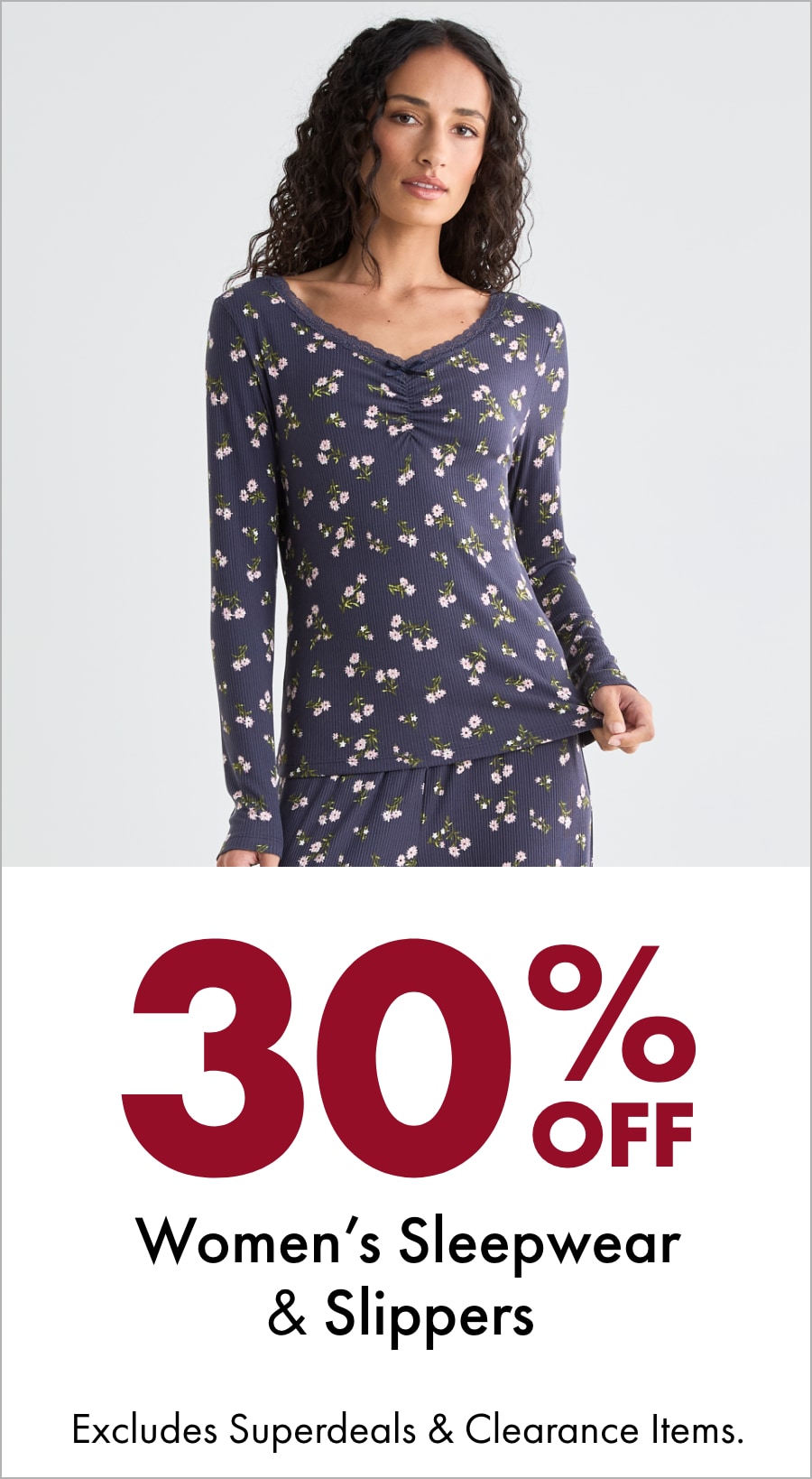 30% OFF Women's Sleepwear & Slippers