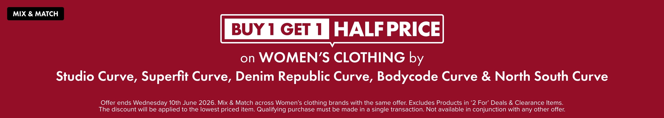 BUY 1 GET 1 HALF PRICE Women's Clothing by Studio Curve, Superfit Curve, Denim Republic Curve & North South Curve & More