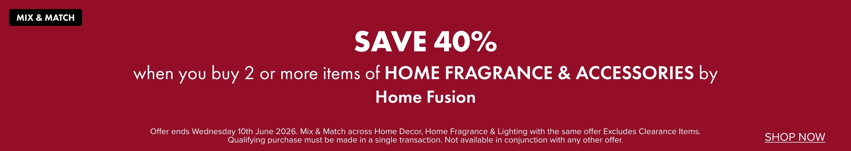 SAVE 40% when you buy 2 or more items of Home Fragrance & Accessories by Home Fusion
