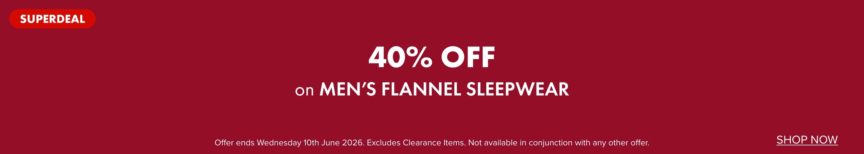 SUPERDEAL 40% OFF on Men's Flannel Sleepwear