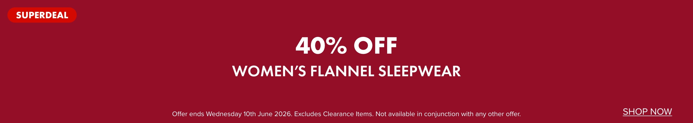 SUPERDEAL 40% OFF on Women's Flannel Sleepwear