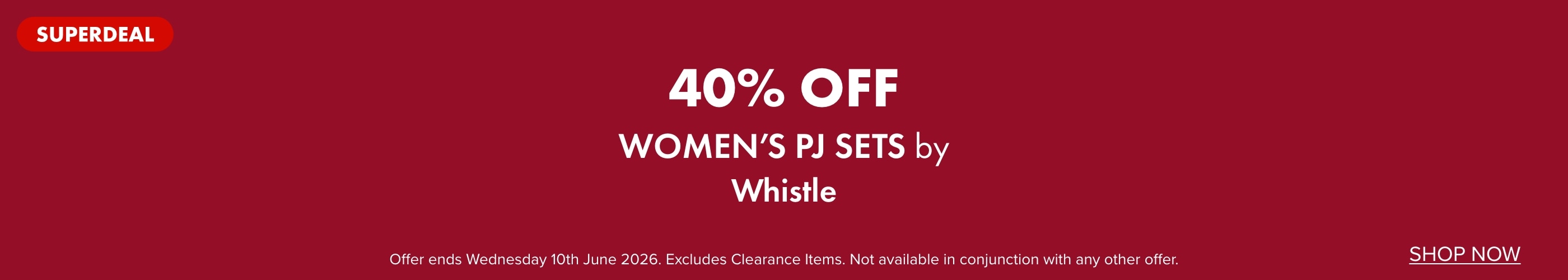 SUPERDEAL 40% OFF on Women's PJ Sets by Whistle Sleep