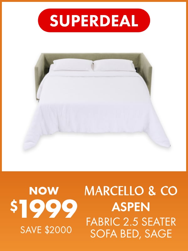 SUPERDEAL NOW $1999 SAVE $2000 Marcello&Co Aspen Fabric 2.5 Seater Sofa Bed, Sage V2