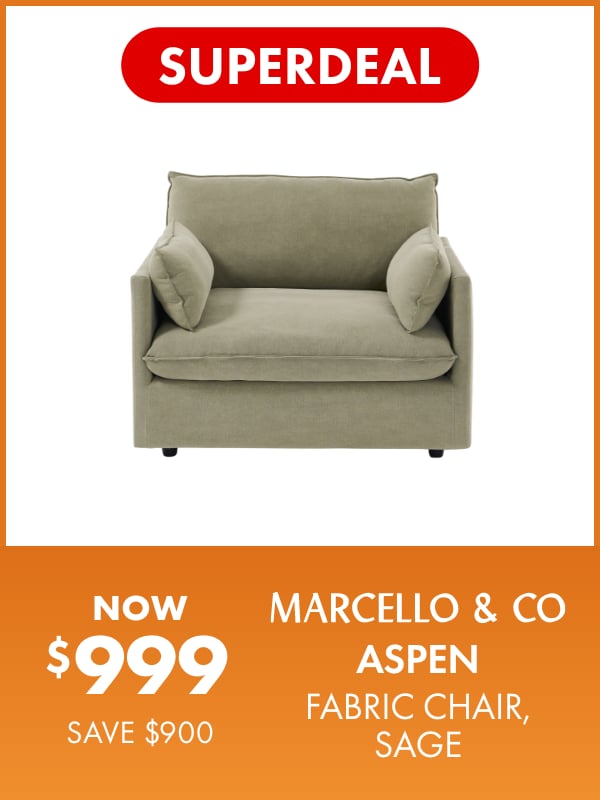 SUPERDEAL NOW $999 SAVE $900 Marcello&Co Aspen Fabric Chair, Sage V2