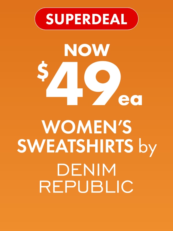 SUPERDEAL NOW $49ea Women's Sweatshirts by Denim Republic