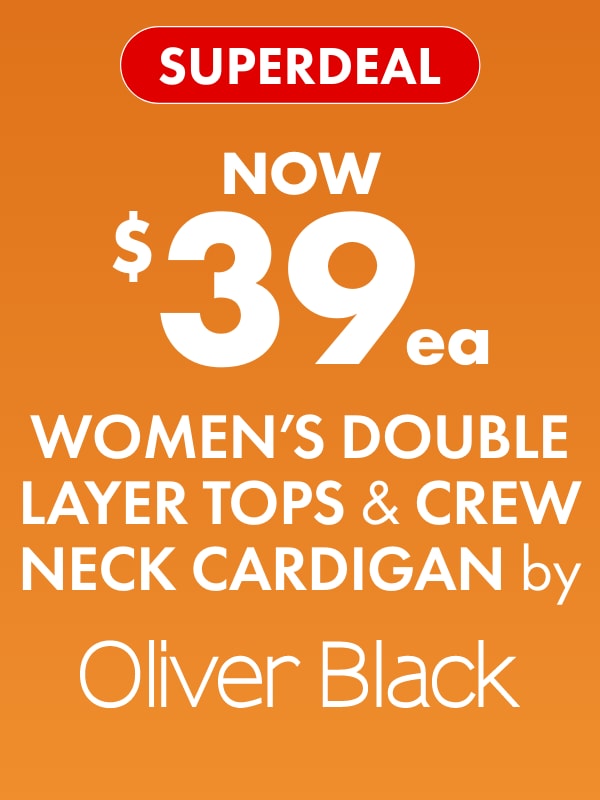 SUPERDEAL NOW $39ea Women's Double Layer Tops & Crew Neck Cardis by Oliver Black