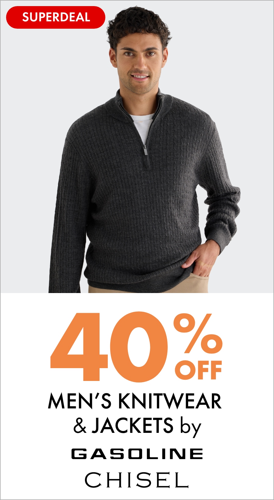 SUPERDEAL 40% OFF Men's Knitwear & Jackets by Gasoline Chisel