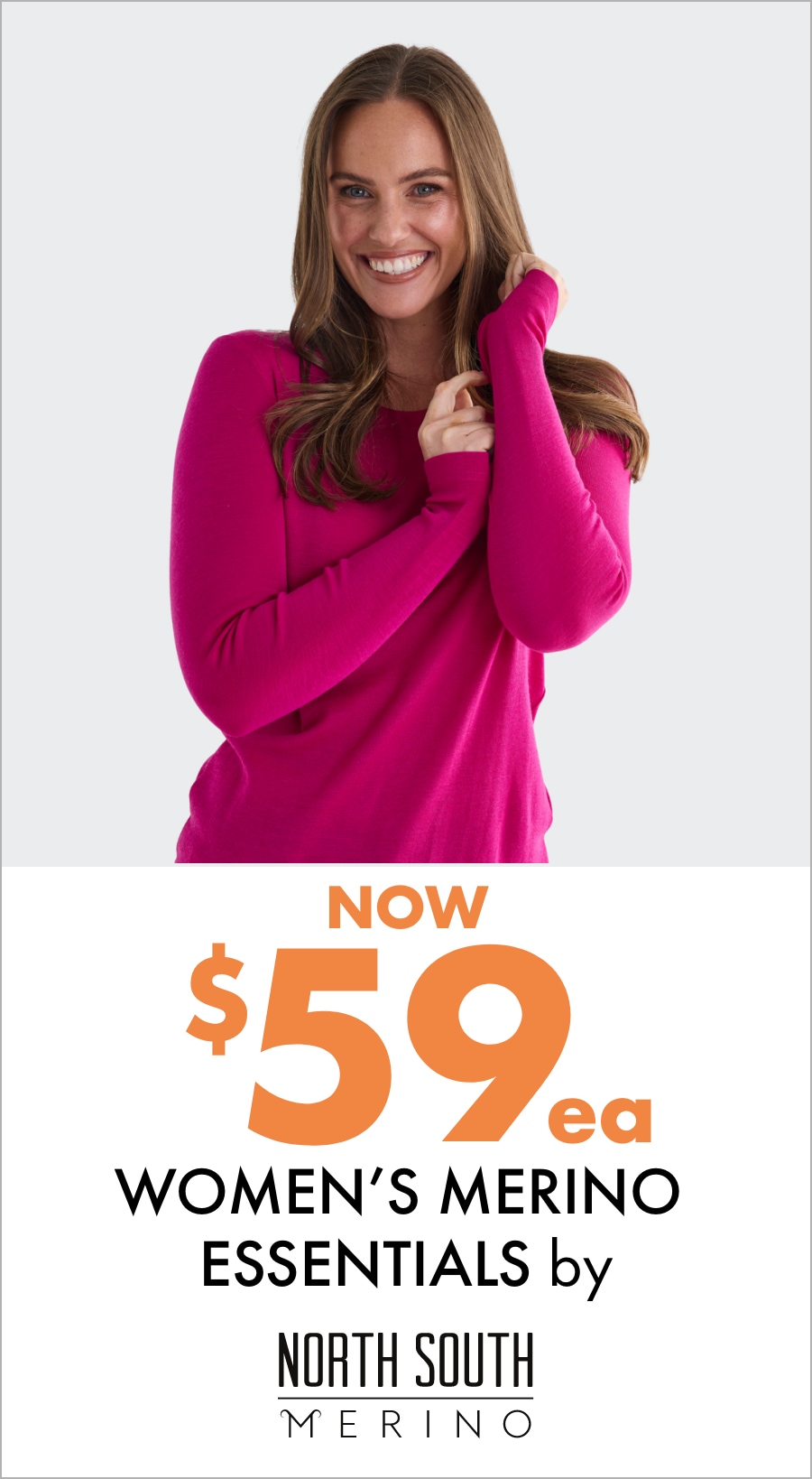 Now $59ea Women's Merino Essentials by North South Merino
