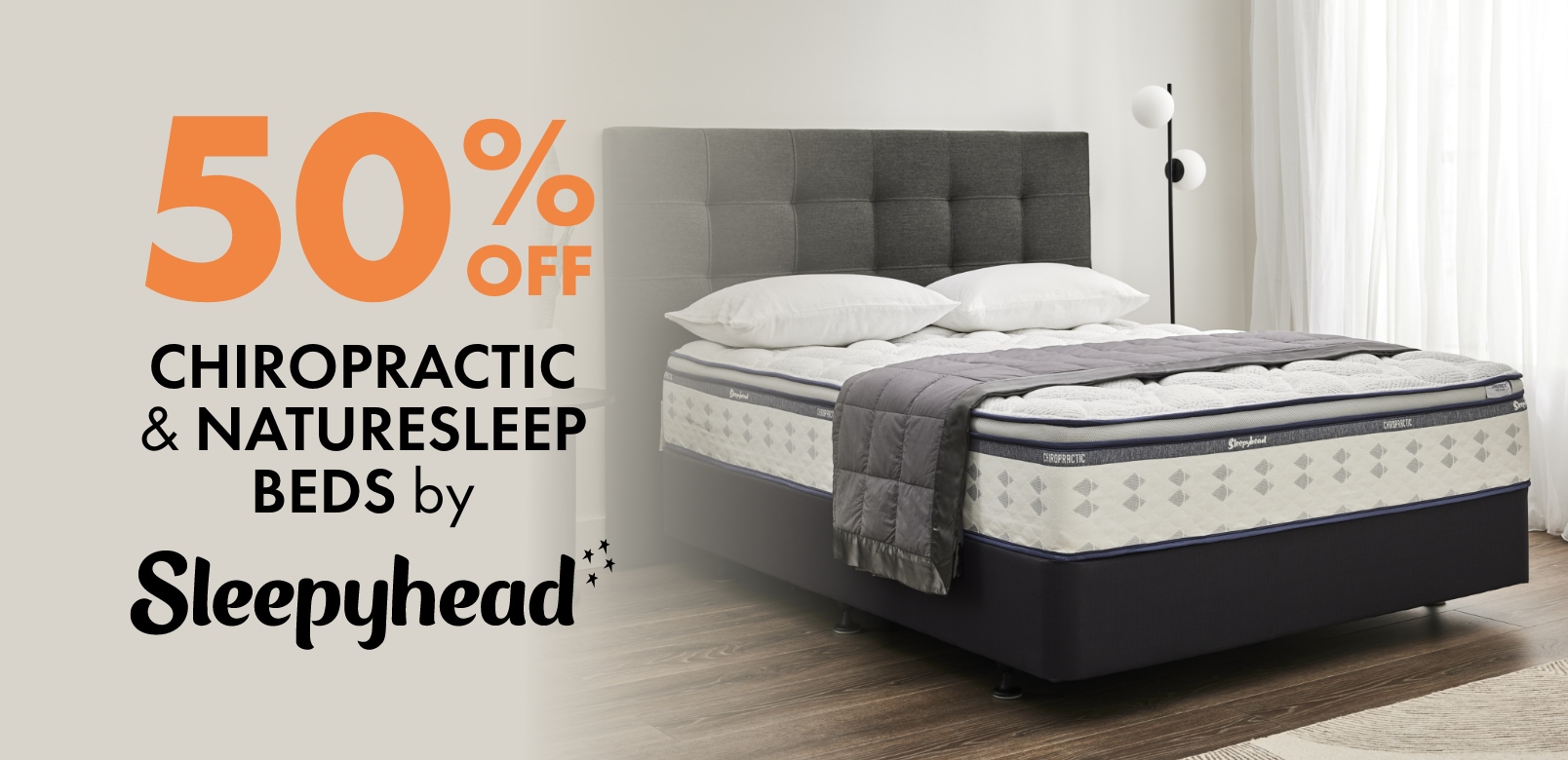 50% OFF Chiropractic & Naturesleep Beds by Sleepyhead