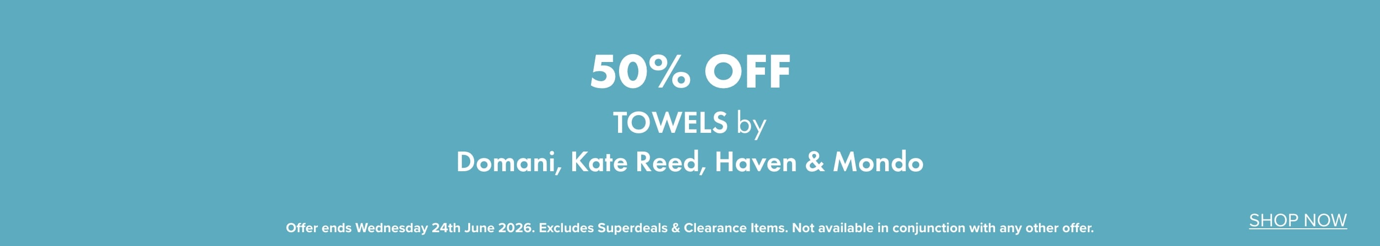 50% OFF Towels by Domani, Kate Reed, Haven & Mondo