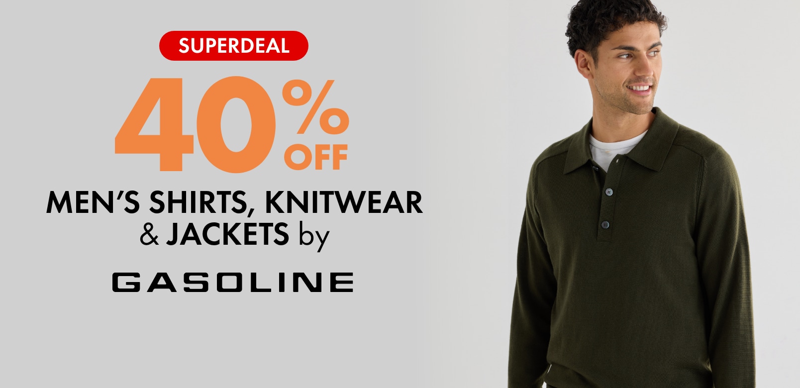 SUPERDEAL 40% Off Men's Shirts, Knitwear & Jackets by Gasoline