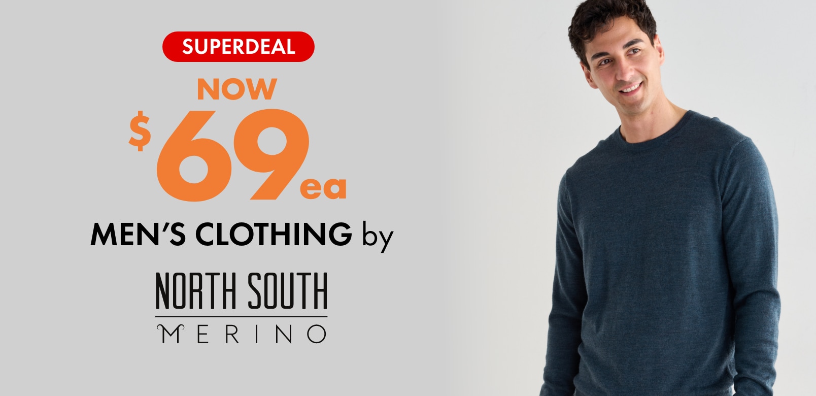 SUPERDEAL NOW $69ea Men's Clothing by North South Merino