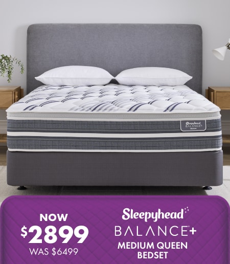 NOW $2899 WAS $6499 Sleepyhead Balance+ Medium Queen Bedset
