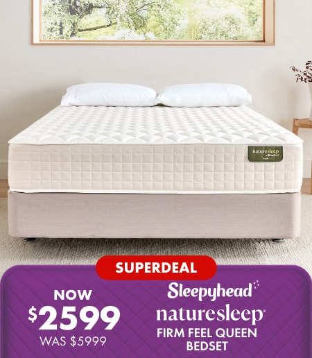 NOW $2599 WAS $5999 Sleepyhead Naturesleep Firm Feel Queen Bedset