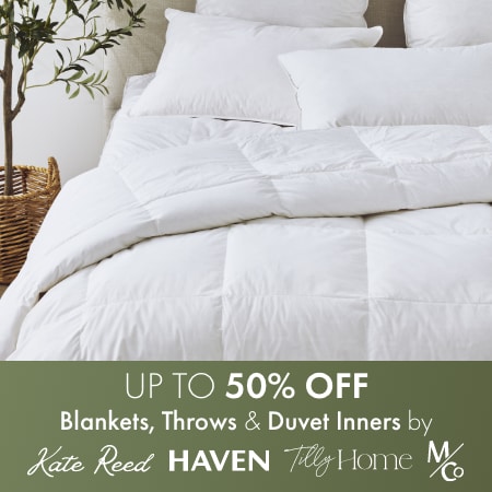 UP TO 50% OFF Blankets, Throws & Duvet Inners by Kate Reed, Haven, Tillyco and Mco